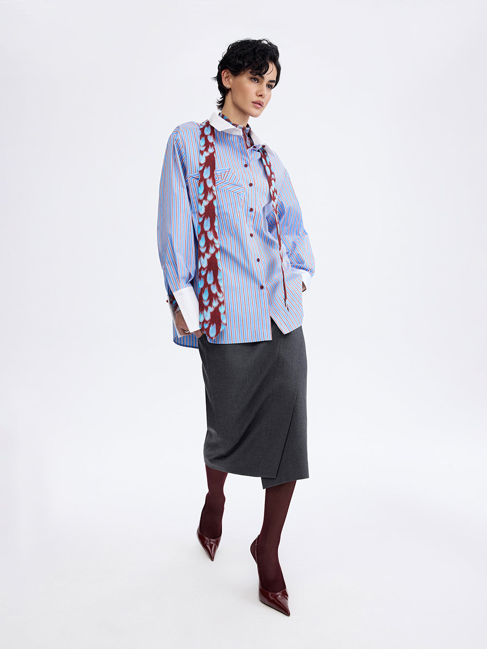 PRAS origami pocket shirt, full length with skirt