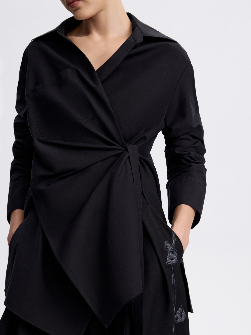 PRAS wrap shirt, tie knot detail