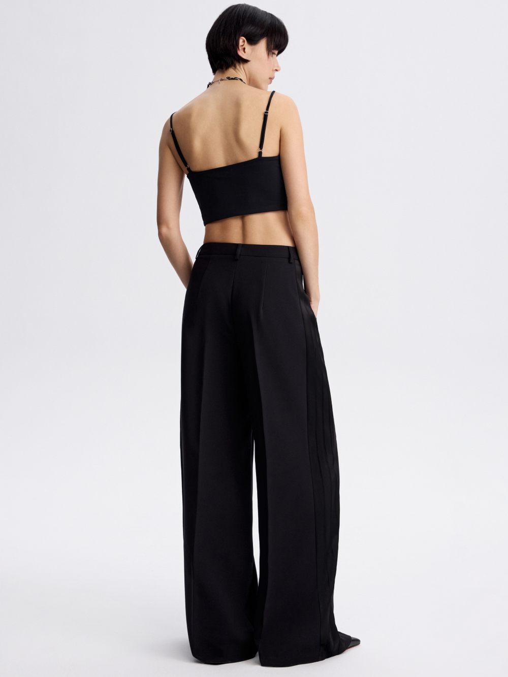 PRAS satin stripe palazzo trousers, back